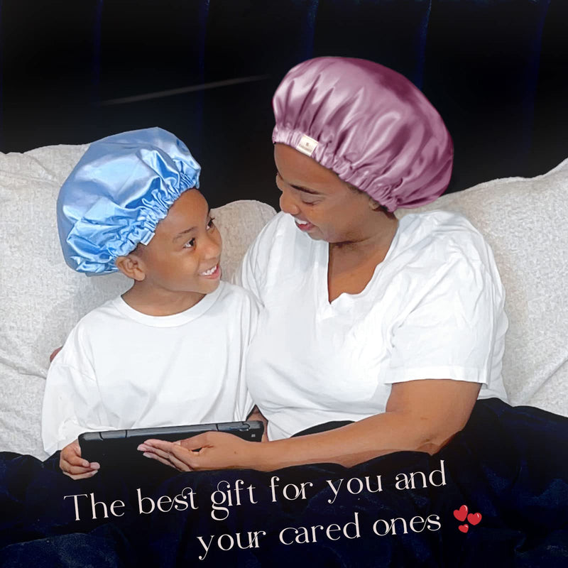 Satin Bonnet Sleep Bonnet Cap - Extra Large, Double Layer, Reversible, Adjustable Satin Cap(Large,Champagne)