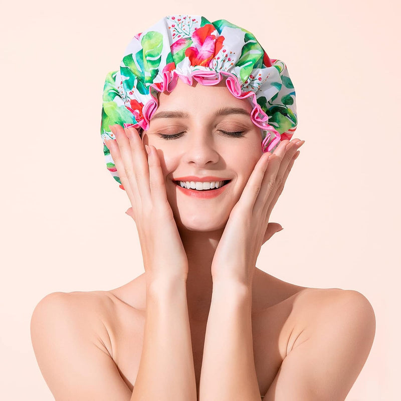 Luxury Shower Cap, Double Layer Waterproof Hair Protector