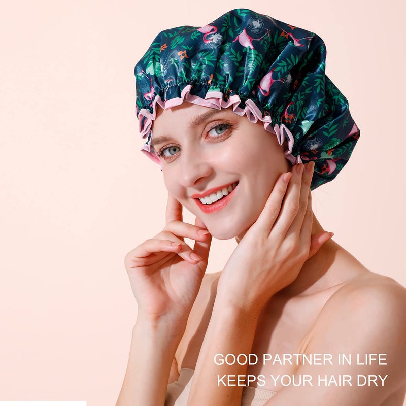 Luxury Shower Cap, Double Layer Waterproof Hair Protector