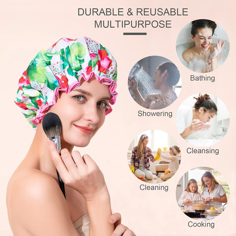 Luxury Shower Cap, Double Layer Waterproof Hair Protector