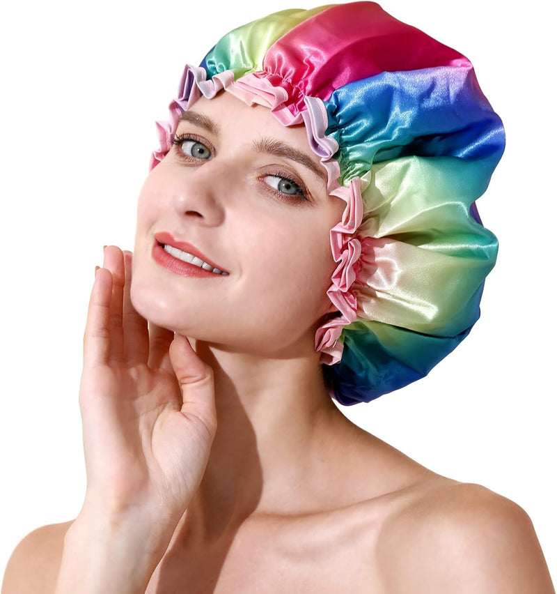 Luxury Shower Cap, Double Layer Waterproof Hair Protector