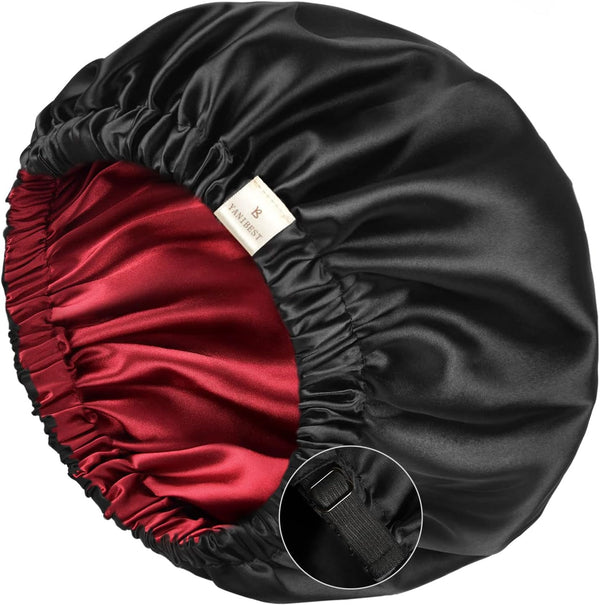 Satin Bonnet Sleep Bonnet Cap - Extra Large, Double Layer, Reversible, Adjustable Satin Cap(Large,Champagne)