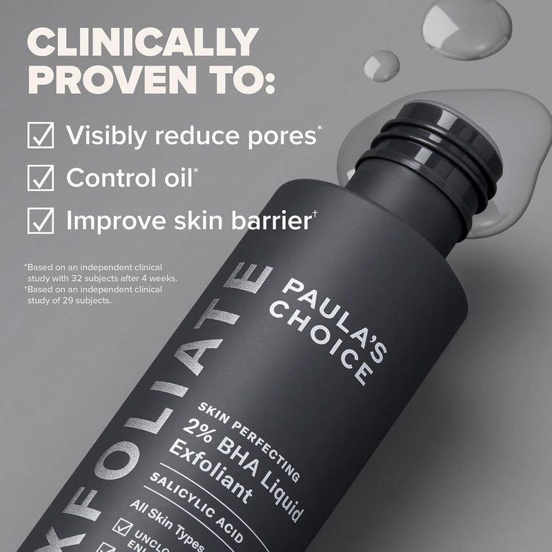 Paula's Choice Skin Perfecting 2% BHA Liquid Salicylic Acid Exfoliant, Gentle Facial Exfoliator for Blackheads, Large Pores, Wrinkles & Fine Lines, Travel Size, 30 mL Bottle