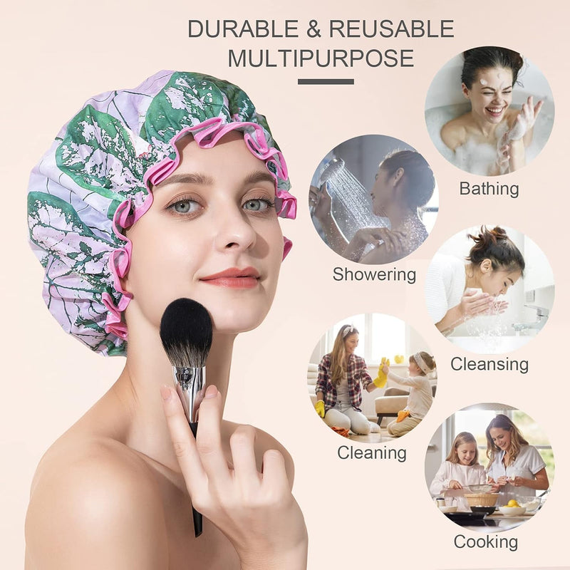 Luxury Shower Cap, Double Layer Waterproof Hair Protector