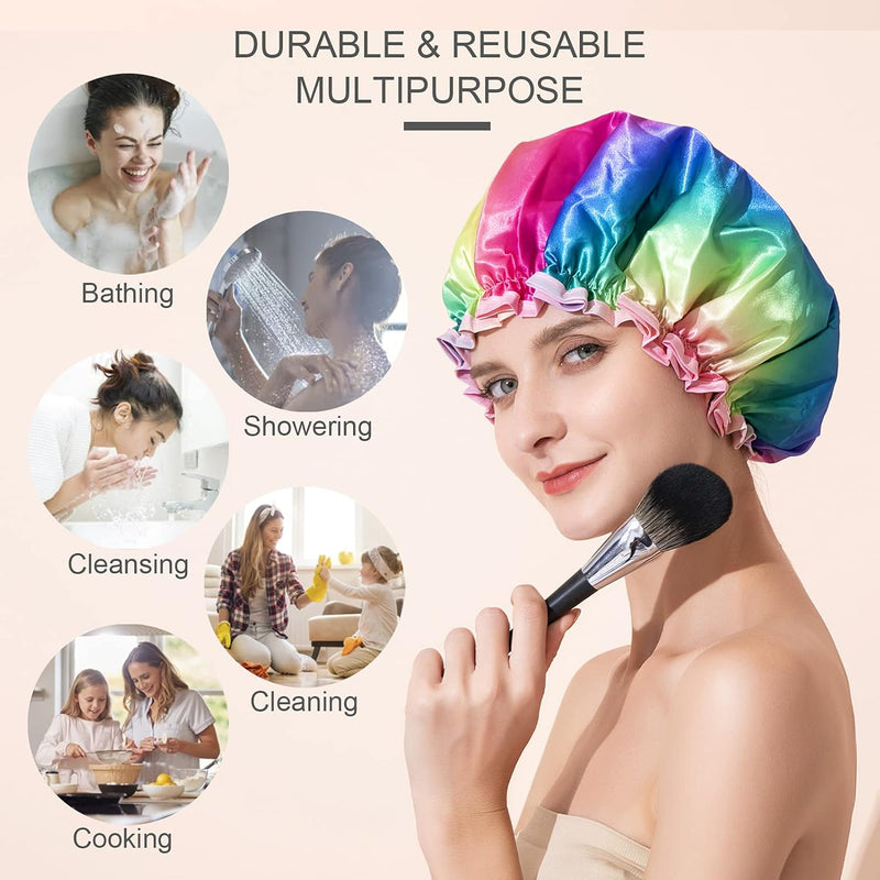 Luxury Shower Cap, Double Layer Waterproof Hair Protector