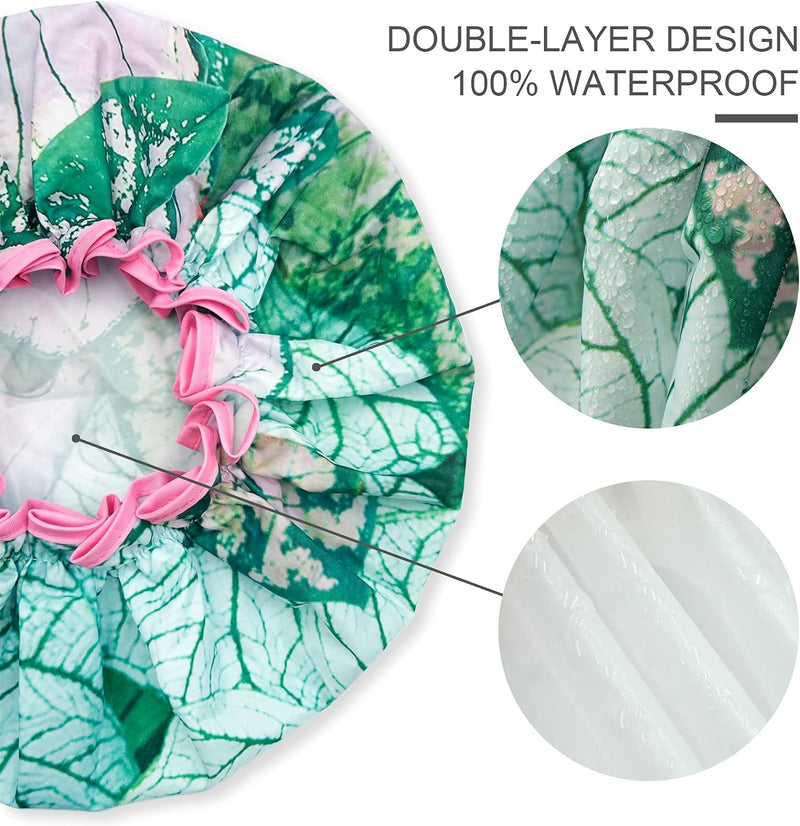 Luxury Shower Cap, Double Layer Waterproof Hair Protector