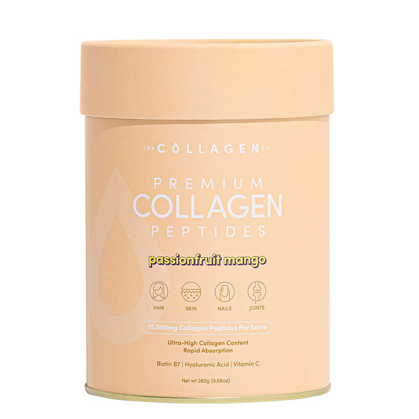 The Collagen Co. Premium Collagen Powder With Vitamin C And Biotin - Nurtures Healthy Hair, Glow Skin, Fortifies Joints, And Bones - Passionfruit Mango Collagen In A 14-Serve Loose Powder (280g)