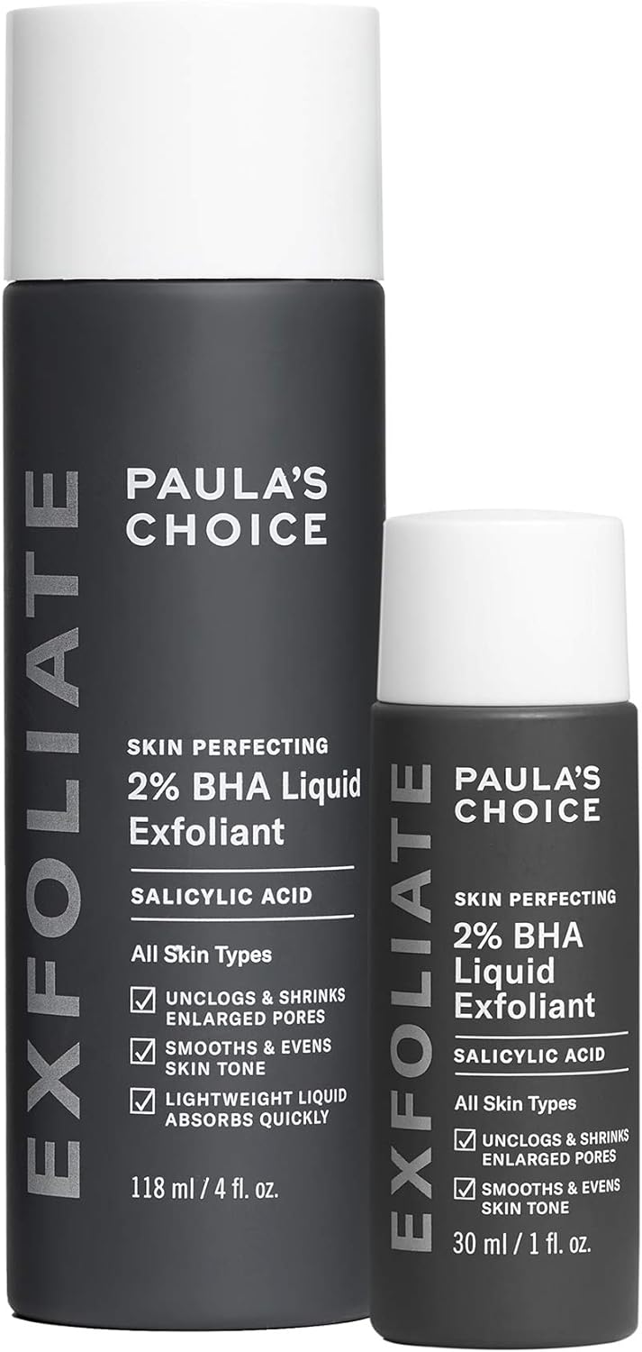 Paula's Choice Skin Perfecting 2% BHA Liquid Salicylic Acid Exfoliant, Gentle Facial Exfoliator for Blackheads, Large Pores, Wrinkles & Fine Lines, Travel Size, 30 mL Bottle