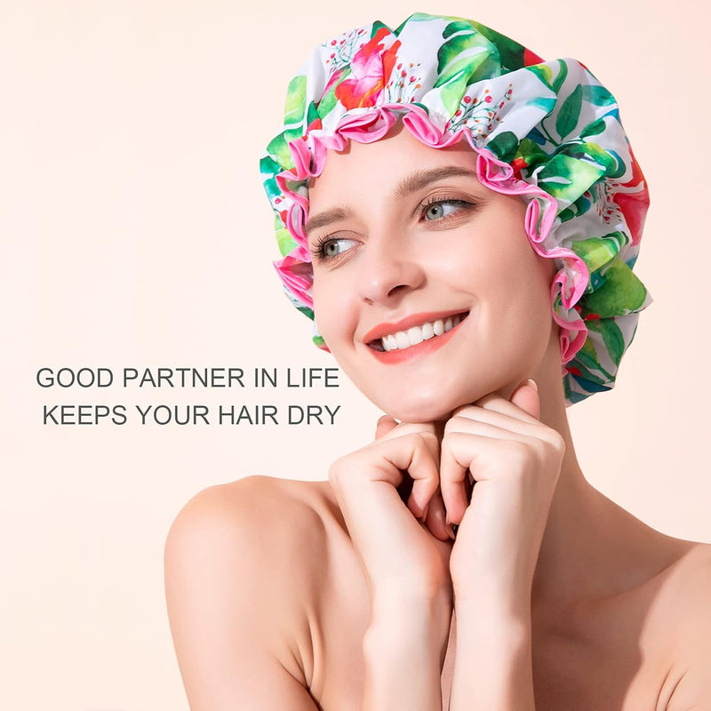 Luxury Shower Cap, Double Layer Waterproof Hair Protector