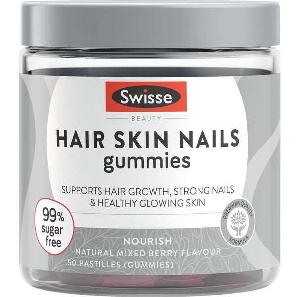 Swisse Beauty Hair Skin Nails Gummies - With Biotin, Zinc And Nutrients tp Support Healthy, Glowing Skin - 50 Pack