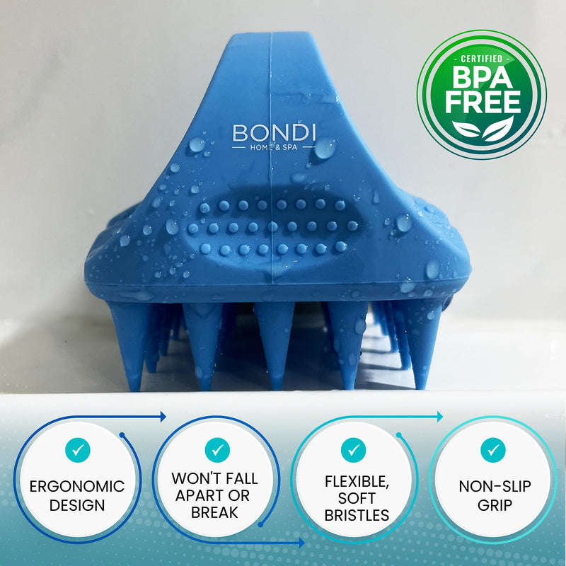 Bondi Home Spa - Scalp Massager - Shampoo Brush for Scalp-Care - Promotes Healthy Hair Growth - 100% Premium Silicone Scalp Brush to Exfoliate & Refresh