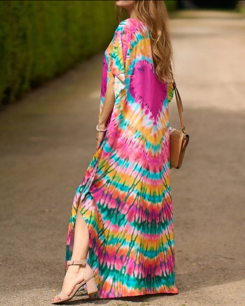 Cerise Boho Soft Cotton Oversize Kaftan Dress – Stylish & Comfortable Bohemian Fashion