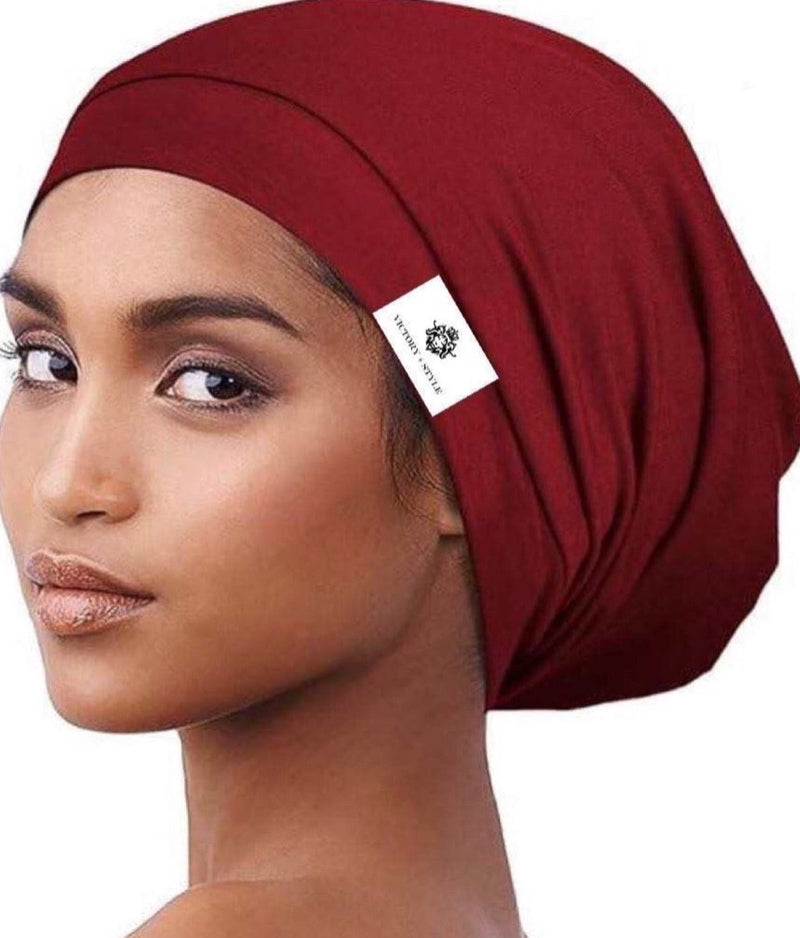 Victory + Style Satin Lined Slouchy Beanie-  Red