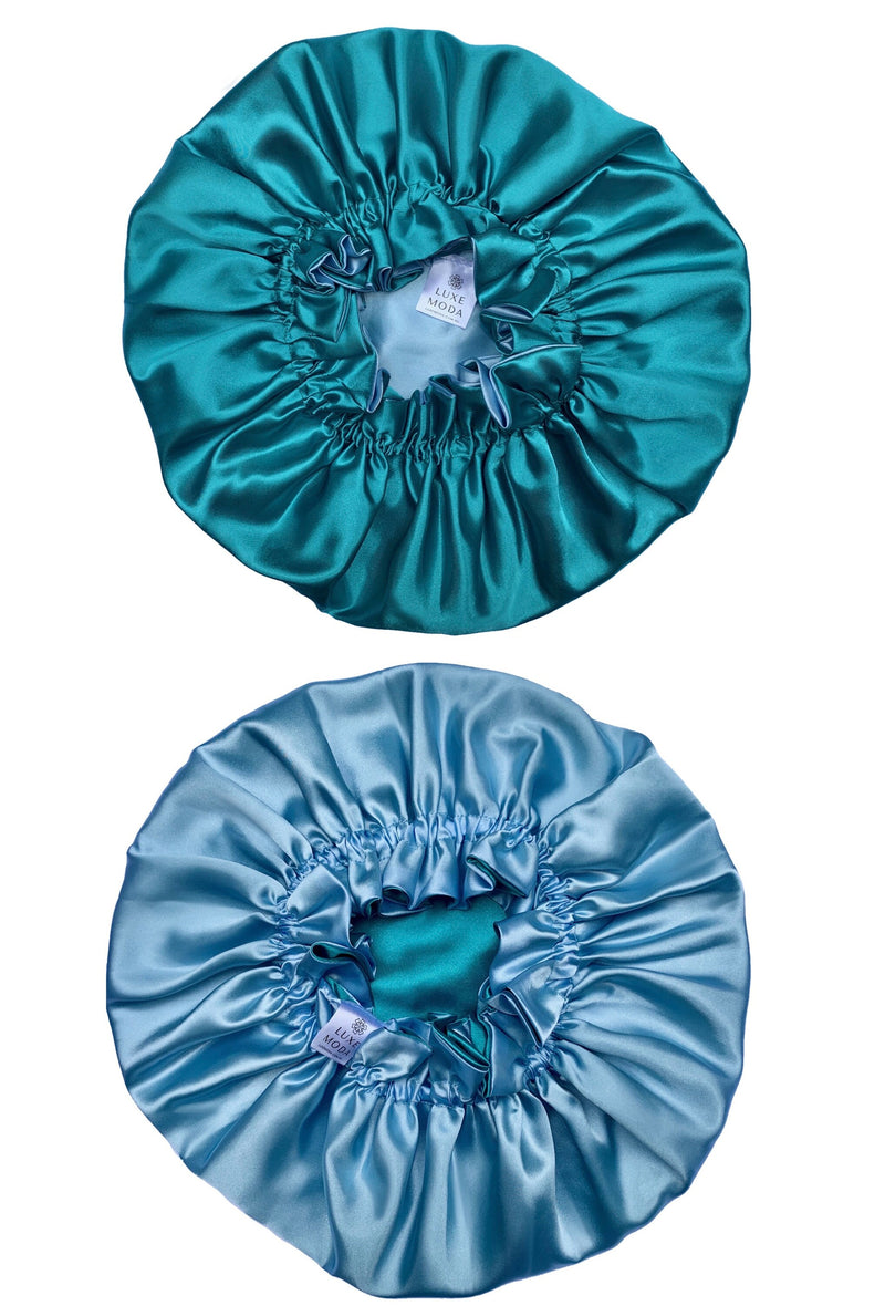 Vegan Silk Bonnet: Adjustable, Reversible & Double-Lined | Turban Sleep Cap for Curly Hair | Night Hair Care Hair Wrap