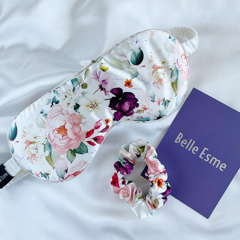 100% Mulberry Silk Sleep Mask , Beautiful Spring Flower.