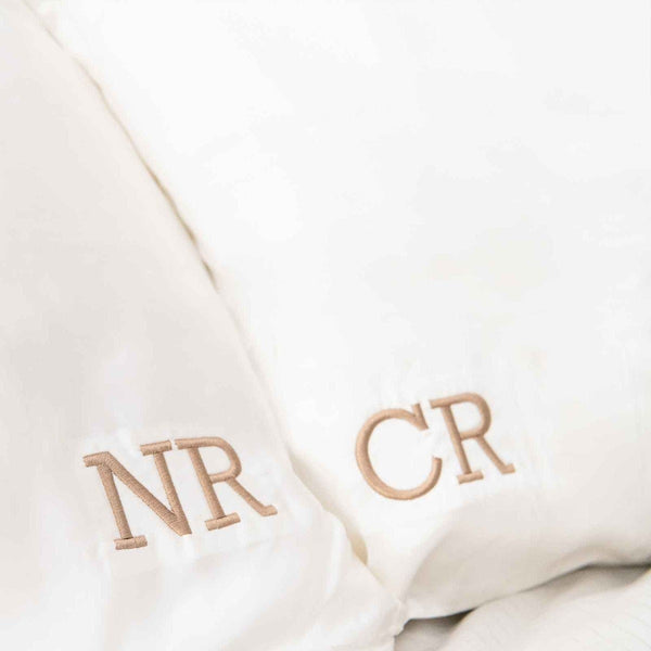 Initials Silk Pillowcases - Personalised Embroidered Mulberry Silk White Pillow Cases Gifts for Her Him Birthday Mothers Fathers Day