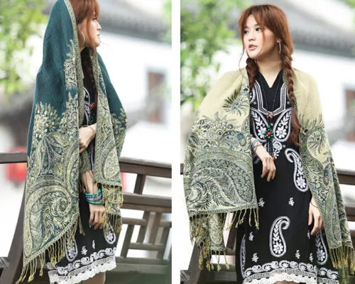 Flowery Jacquard Pashmina Scarf/Shawl - Large & Elegant