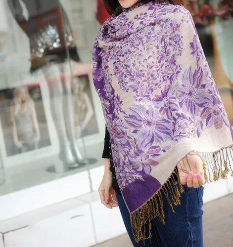 Flowery Jacquard Pashmina Scarf/Shawl - Large & Elegant