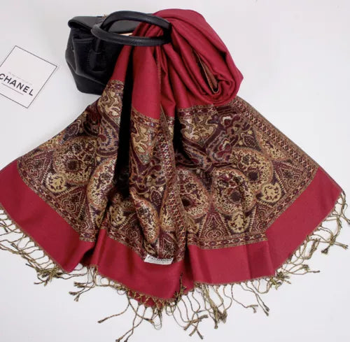 Flowery Jacquard Pashmina Scarf/Shawl - Large & Elegant