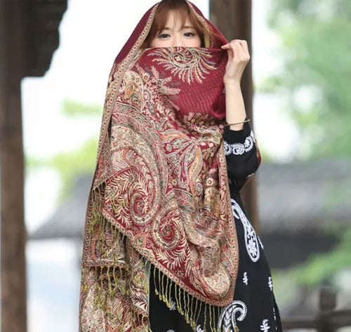 Flowery Jacquard Pashmina Scarf/Shawl - Large & Elegant