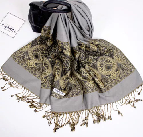 Flowery Jacquard Pashmina Scarf/Shawl - Large & Elegant