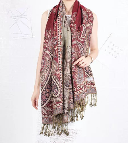 Joyful Warrior Oversize Pashmina Flowery Jacquard Wrap – Luxurious and Versatile Fashion Statement