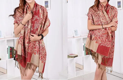 Flowery Jacquard Pashmina Scarf/Shawl - Large & Elegant