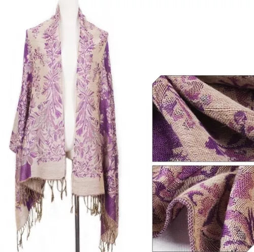 Flowery Jacquard Pashmina Scarf/Shawl - Large & Elegant