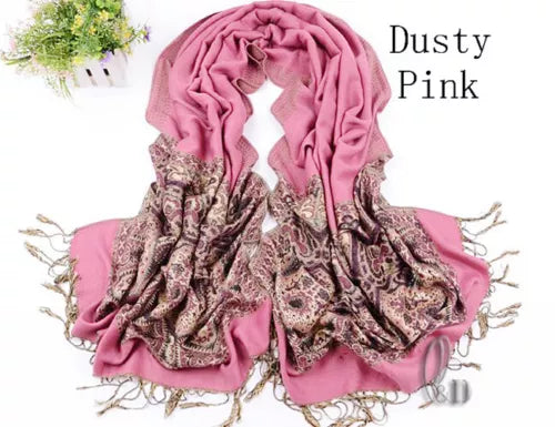 Flowery Jacquard Pashmina Scarf/Shawl - Large & Elegant