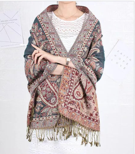 Joyful Warrior Oversize Pashmina Flowery Jacquard Wrap – Luxurious and Versatile Fashion Statement