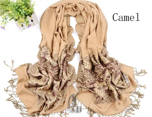 Flowery Jacquard Pashmina Scarf/Shawl - Large & Elegant