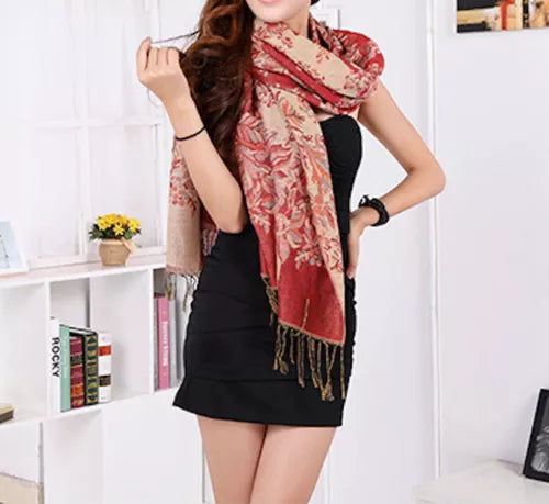 Flowery Jacquard Pashmina Scarf/Shawl - Large & Elegant