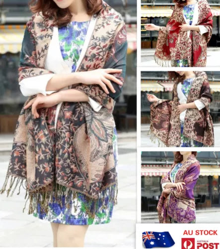 Flowery Jacquard Pashmina Scarf/Shawl - Large & Elegant