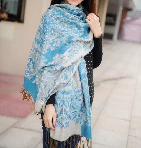 Flowery Jacquard Pashmina Scarf/Shawl - Large & Elegant