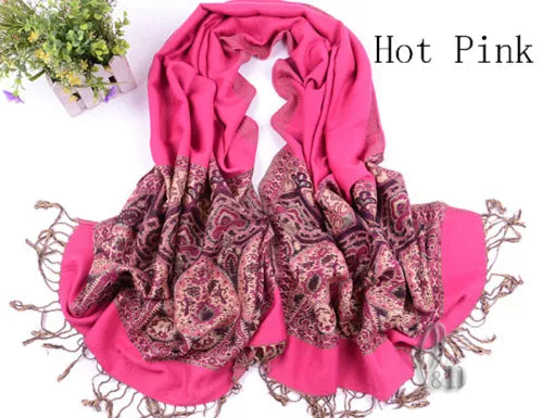 Flowery Jacquard Pashmina Scarf/Shawl - Large & Elegant