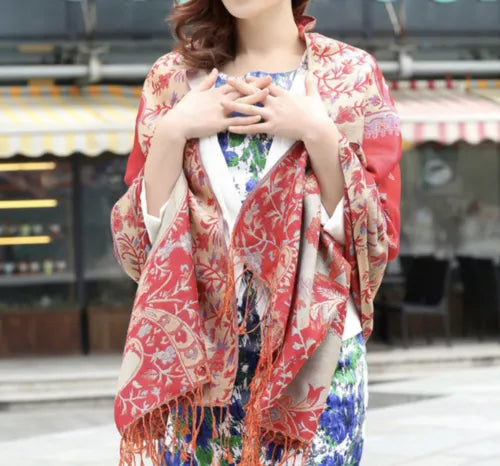 Flowery Jacquard Pashmina Scarf/Shawl - Large & Elegant