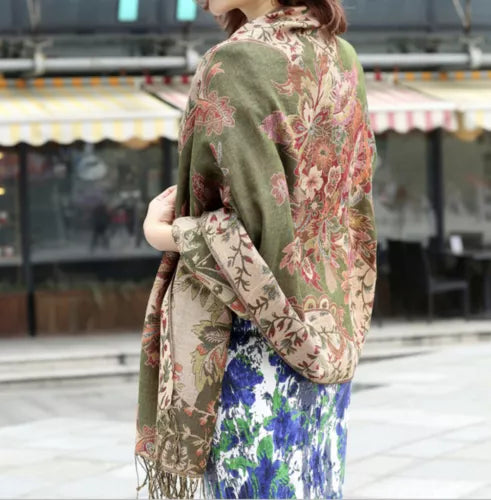 Flowery Jacquard Pashmina Scarf/Shawl - Large & Elegant