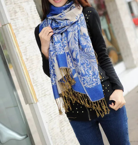 Flowery Jacquard Pashmina Scarf/Shawl - Large & Elegant