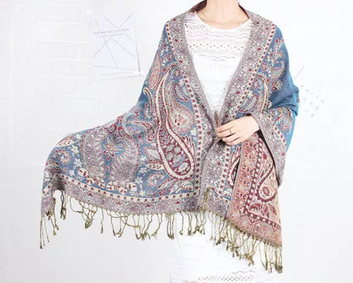 Joyful Warrior Oversize Pashmina Flowery Jacquard Wrap – Luxurious and Versatile Fashion Statement