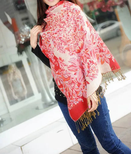 Flowery Jacquard Pashmina Scarf/Shawl - Large & Elegant