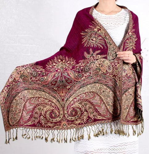 Flowery Jacquard Pashmina Scarf/Shawl - Large & Elegant