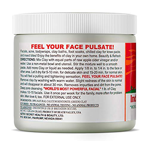 Aztec Secret - Indian Healing Clay - Deep Pore Cleansing Facial & Healing Body Mask - The Original 100% Natural Calcium Bentonite Clay - Jamaican Black Castor Oil & Hair Repair