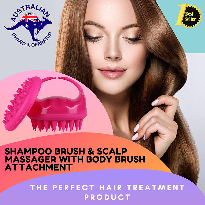 Soaab Shampoo Brush Scalp Massager Exfoliating Brush, Soft Silicone Brush with Body Brush Massage Brush Attachment (Pink)