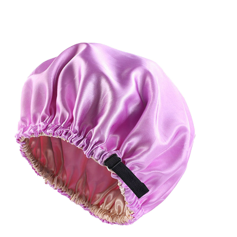 女式双层缎面帽子睡帽 - 可调节缎面帽子睡眠卷曲自然发