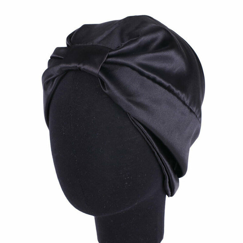 Silk Turban Hair Wrap for Sleeping 100% Pure Silk Sleeping Cap Bonnet Women Elastic